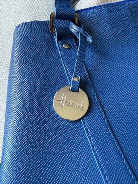 Harrods Royal Blue Textured Tote - shoulder/crossbody